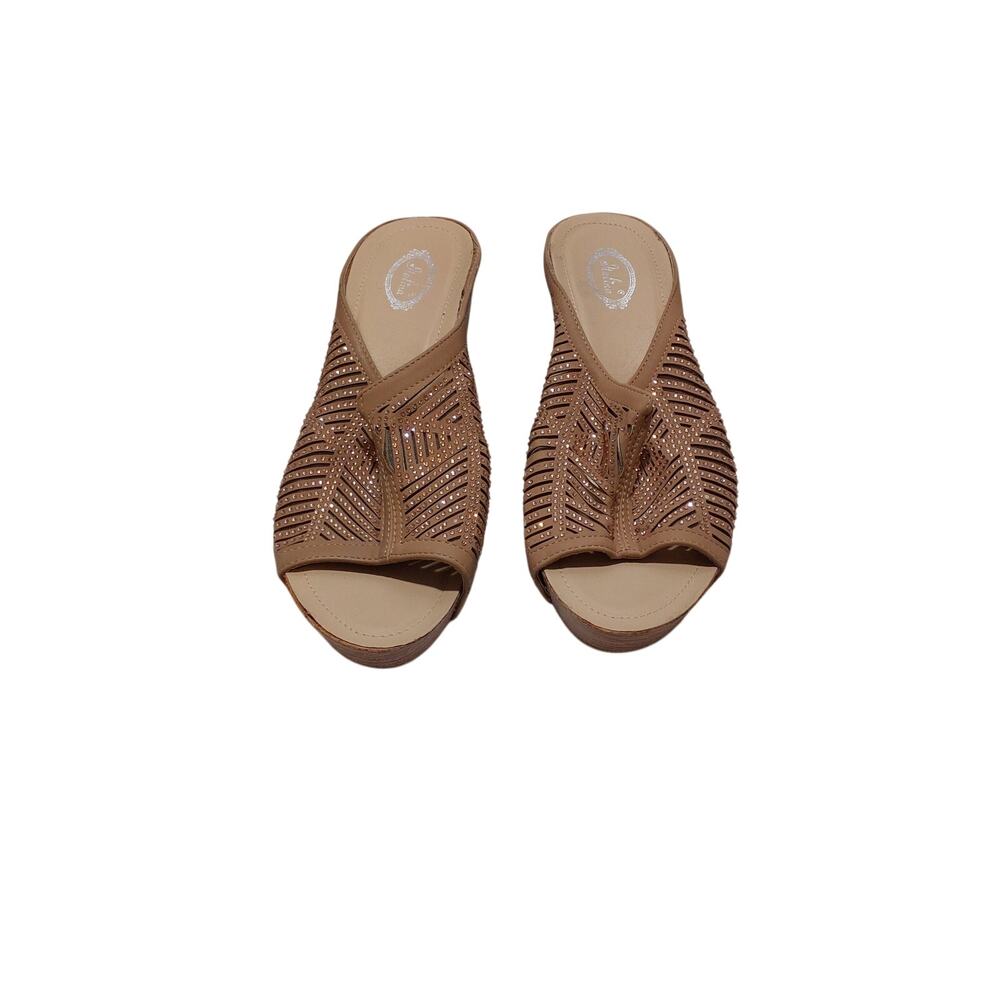 womens italian sequin embellished slide in mules comfort wedge.